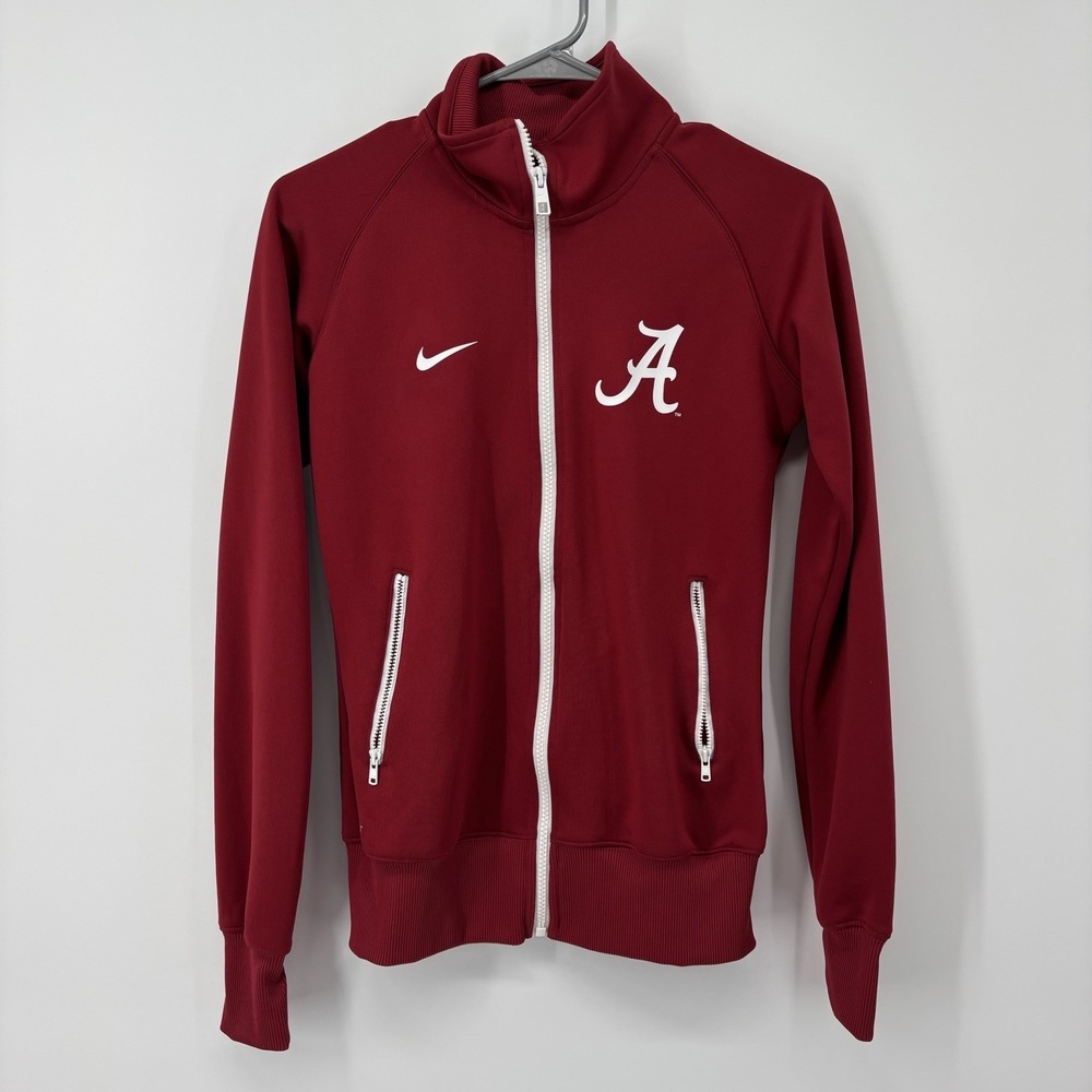 Nike Alabama Crimson Tide Full‎ Zip Jacket Womens Small Red White Dri Fit Logo